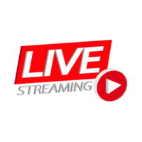 Live streaming 3D simple icon design for the broadcast system. Stylish live streaming icon with red color shade. Simple red and white television or social media lower third button design. png