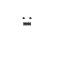 projeto de fantasma branco simples de halloween em um fundo preto. fantasma com design de forma abstrata. ilustração em vetor elemento festa fantasma branco de halloween. vetor fantasma simples com uma cara assustadora. png