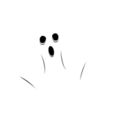 Halloween funny white ghost design on a black background. Ghost with abstract shape design. Halloween white ghost party element vector illustration. Ghost vector with a scary face. png
