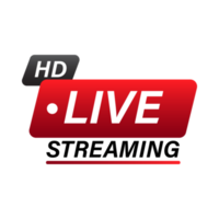 Live streaming icon design for the broadcast system. Live streaming icon with red and white color. Live streaming vector design with font effect. Red and white gradient color design. png