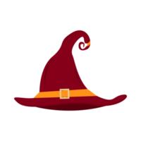 diseño de vector de sombrero de bruja de miedo sobre un fondo blanco para halloween. diseño de sombrero de bruja de Halloween con granate oscuro y color dorado. espeluznante colección de diseño de vectores para halloween. png