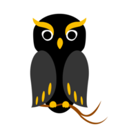 coruja assustadora de halloween com sombra de cor preta e amarela escura. design de coruja preta de halloween em um fundo branco. design assustador para ilustração vetorial de evento de halloween. png