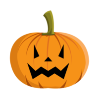 Kürbisdesign mit gruseligen Augen für Halloween-Event mit oranger und grüner Farbe. rundes kürbislaternendesign mit lächelndem gesicht auf weißem hintergrund für halloween. png