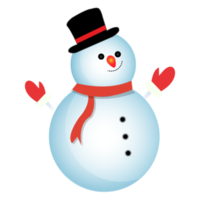 diseño de elementos navideños con muñecos de nieve felices. diseño de muñecos de nieve de invierno con cara sonriente, piernas, silenciador de cuello, rama de árbol, guantes, gorro de nieve y botones. lindo diseño de vector de muñeco de nieve sobre fondo azul. png