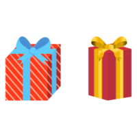 Weihnachtsgeschenk-Vektordesign auf weißem Hintergrund. Box-Design mit einem dunkelroten Geschenkpapier und auch mit einem blauen und goldenen Farbband. Geschenkdesign für Geburtstage oder Weihnachtsveranstaltungen. png