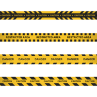 zone réglementée, bande de danger de couleur jaune et noire. bande de mise en garde pour la police, accident, en construction, site Web. ensemble de panneaux d'avertissement vectoriels. ruban d'avertissement avec ruban d'avertissement noir et jaune. png