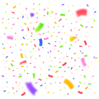 Confetti and tinsel explosion background. Realistic multicolor confetti vector illustration. Colorful confetti isolated on transparent background. Carnival elements. Birthday party celebration. png