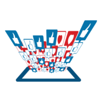 Social media stylish button design elements. Love and like social media button stylish vector design with the tablet. Blue and red color shade vector illustration of social media button. png