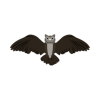 chouette volante fantasmagorique d'halloween avec une nuance de couleur noir et jaune foncé. conception effrayante pour l'illustration vectorielle de l'événement halloween. hibou effrayant d'halloween avec un design d'ailes déployées sur fond blanc. png