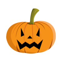 diseño de calabaza con ojos aterradores para el evento de halloween con color naranja y verde. diseño redondo de linterna de calabaza con cara sonriente sobre un fondo blanco para halloween. png