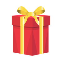 diseño de vector de regalo de Navidad sobre un fondo blanco. diseño de regalo con papel de regalo de color rojo y cinta de color amarillo. diseño de regalos para cumpleaños, bodas, aniversarios o eventos navideños, diseño vectorial. png