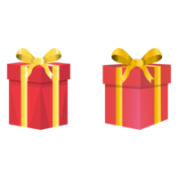 juego de navidad de diseño vectorial de regalos en un fondo blanco. diseño de caja de regalo con papel de envoltura de color rojo y rosa con cinta de color dorado. diseño de regalos para aniversarios, cumpleaños o eventos navideños.