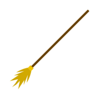 ilustración de vector de diseño de palo de escoba de bruja simple de halloween. diseño de escoba de bruja con sombra de color amarillo y madera. diseño de elementos de fiesta de halloween con un simple palo de escoba de bruja. png