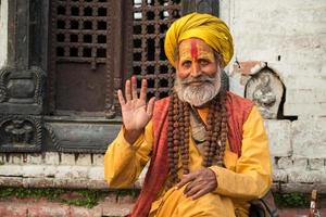 KATHMANDU, NEPAL - APRIL 17 2016 - Sadhu Yogi or holy man in Pashupatinath Temple the world heritage sites in Kathmandu the capital cities of Nepal. photo