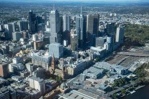 MELBOURNE, AUSTRALIA - FEBRUARY 20 2016 - Melbourne CBD above view from Eureka building the highest building in Melbourne, Australia. photo