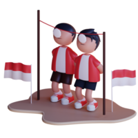 personaje 3d día de la independencia de indonesia png