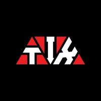 tix diseño de logotipo de letra triangular con forma de triángulo. monograma de diseño del logotipo del triángulo tix. plantilla de logotipo de vector de triángulo tix con color rojo. logo triangular tix logo simple, elegante y lujoso. boleto