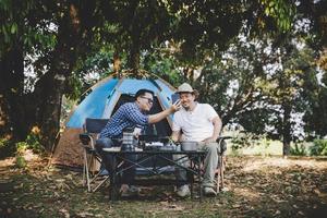 Two best friends go camping photo