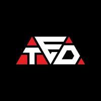 diseño de logotipo de letra triangular ted con forma de triángulo. monograma de diseño de logotipo de triángulo ted. plantilla de logotipo de vector de triángulo ted con color rojo. logo triangular de ted logo simple, elegante y lujoso. ted