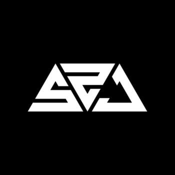 SZJ triangle letter logo design with triangle shape. SZJ triangle logo design monogram. SZJ triangle vector logo template with red color. SZJ triangular logo Simple, Elegant, and Luxurious Logo. SZJ