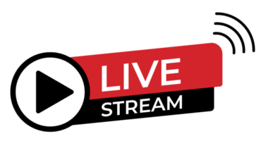 Live stream icon with play symbol. Online stream sign. Flat simple design. PNG Transparent background