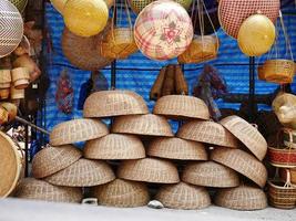 Bamboo wickerwork baskets on the thailand market place. Handmade from natural material. Bamboo handicraft products to maintain a traditional handicraft in a countryside. photo