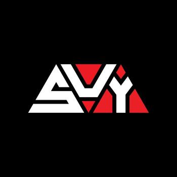 SUY triangle letter logo design with triangle shape. SUY triangle logo design monogram. SUY triangle vector logo template with red color. SUY triangular logo Simple, Elegant, and Luxurious Logo. SUY