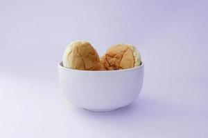 carbohydrate food, 2 white bread in a bowl top view for breakfast photo