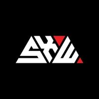 SXW triangle letter logo design with triangle shape. SXW triangle logo design monogram. SXW triangle vector logo template with red color. SXW triangular logo Simple, Elegant, and Luxurious Logo. SXW