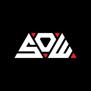SOW triangle letter logo design with triangle shape. SOW triangle logo design monogram. SOW triangle vector logo template with red color. SOW triangular logo Simple, Elegant, and Luxurious Logo. SOW