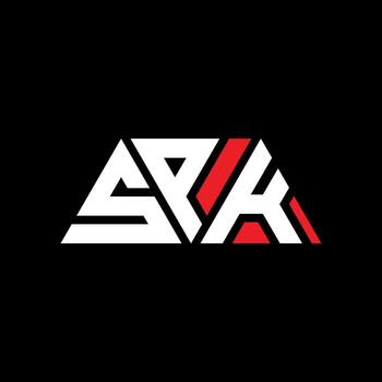 diseño de logotipo de letra de triángulo spk con forma de triángulo. monograma de diseño de logotipo de triángulo spk. plantilla de logotipo de vector de triángulo spk con color rojo. logo triangular spk logo simple, elegante y lujoso. hablar