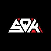 SQK triangle letter logo design with triangle shape. SQK triangle logo design monogram. SQK triangle vector logo template with red color. SQK triangular logo Simple, Elegant, and Luxurious Logo. SQK