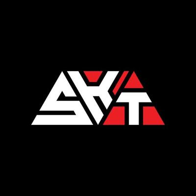 SKT triangle letter logo design with triangle shape. SKT triangle logo design monogram. SKT triangle vector logo template with red color. SKT triangular logo Simple, Elegant, and Luxurious Logo. SKT