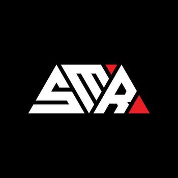 SMR triangle letter logo design with triangle shape. SMR triangle logo design monogram. SMR triangle vector logo template with red color. SMR triangular logo Simple, Elegant, and Luxurious Logo. SMR
