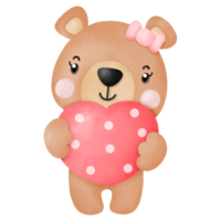 aquarel schattige teddybeer liefde set Valentijnsdag met elementen png