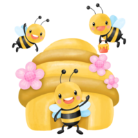 clipart de aquarela de abelha de mel png