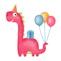 clipart de dinosaure joyeux anniversaire aquarelle. graphique png