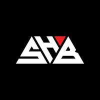 SHB triangle letter logo design with triangle shape. SHB triangle logo design monogram. SHB triangle vector logo template with red color. SHB triangular logo Simple, Elegant, and Luxurious Logo. SHB