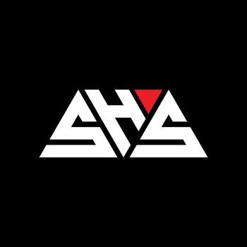 SHS triangle letter logo design with triangle shape. SHS triangle logo design monogram. SHS triangle vector logo template with red color. SHS triangular logo Simple, Elegant, and Luxurious Logo. SHS