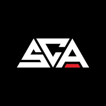 SCA triangle letter logo design with triangle shape. SCA triangle logo design monogram. SCA triangle vector logo template with red color. SCA triangular logo Simple, Elegant, and Luxurious Logo. SCA