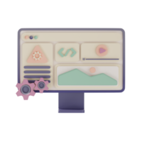 Website coding with computer, 3d illustration png