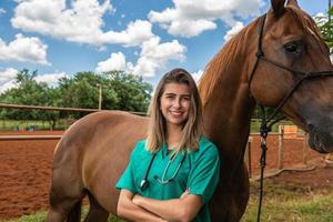 Veterinary woman and horse photo