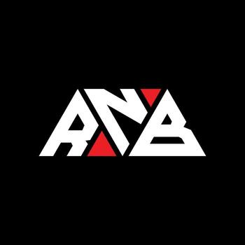 RNB triangle letter logo design with triangle shape. RNB triangle logo design monogram. RNB triangle vector logo template with red color. RNB triangular logo Simple, Elegant, and Luxurious Logo. RNB