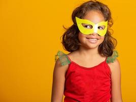 beautiful happy child dressed for carnival party photo