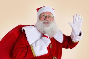 Santa Claus on pastel background with copy space. Banner art. photo