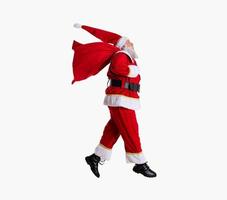 Santa Claus running on white background photo