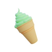3d ícones de comida casquinha de sorvete de menta verde png