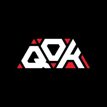 QOK triangle letter logo design with triangle shape. QOK triangle logo design monogram. QOK triangle vector logo template with red color. QOK triangular logo Simple, Elegant, and Luxurious Logo. QOK