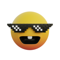 emoticon che ride con gli occhiali come un capo e denti da coniglio png