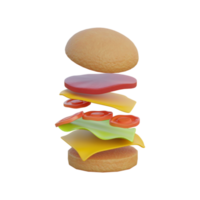 Iconos de comida 3d cayendo hamburguesa png